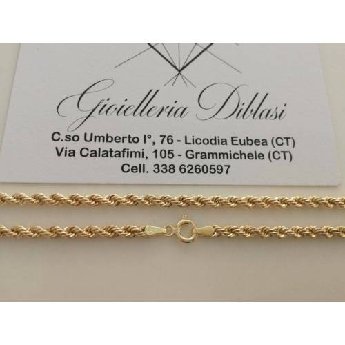 COLLANA In ORO GIALLO Modello CORDA (FUNE) Unisex Oro 18 KT 750% Made In Italy - 2