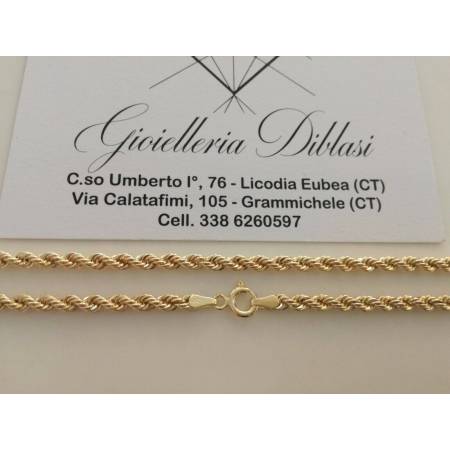 COLLANA In ORO GIALLO Modello CORDA (FUNE) Unisex Oro 18 KT 750% Made In Italy - 2