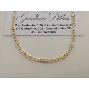 COLLANA In ORO GIALLO BIANCO E ROSSO Unisex Oro 18 KT 750% Made In Italy - 1