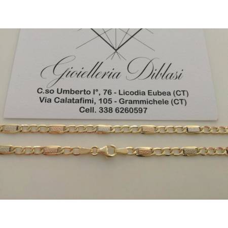 COLLANA In ORO GIALLO BIANCO E ROSSO Unisex Oro 18 KT 750% Made In Italy - 2