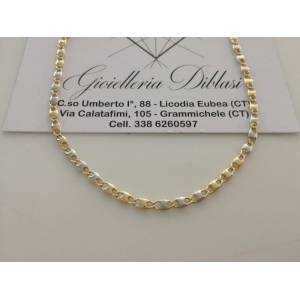 COLLANA Collier CATENA Girocollo ORO 18 KT 750% GIALLO BIANCO Bicolor Uomo Donna - 1