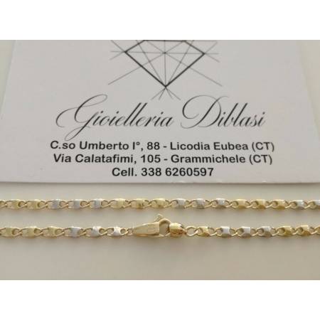 COLLANA Collier CATENA Girocollo ORO 18 KT 750% GIALLO BIANCO Bicolor Uomo Donna - 2