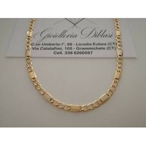 COLLANA Collier CATENA Girocollo ORO 18 KT 750% GIALLO BIANCO Maglia Uomo Donna - 1