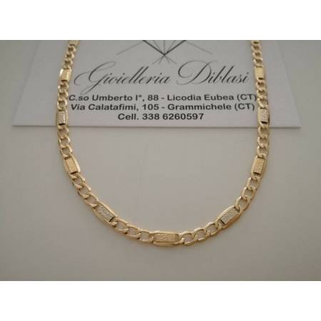 COLLANA Collier CATENA Girocollo ORO 18 KT 750% GIALLO BIANCO Maglia Uomo Donna - 1