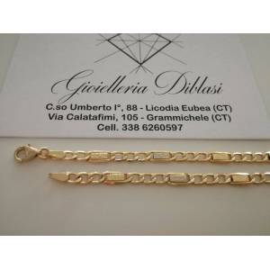 COLLANA Collier CATENA Girocollo ORO 18 KT 750% GIALLO BIANCO Maglia Uomo Donna - 1 2