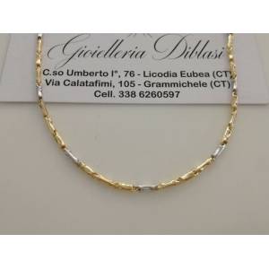 COLLANA In ORO Bicolore GIALLO e BIANCO Unisex Oro 18 KT 750% Made In Italy - 1
