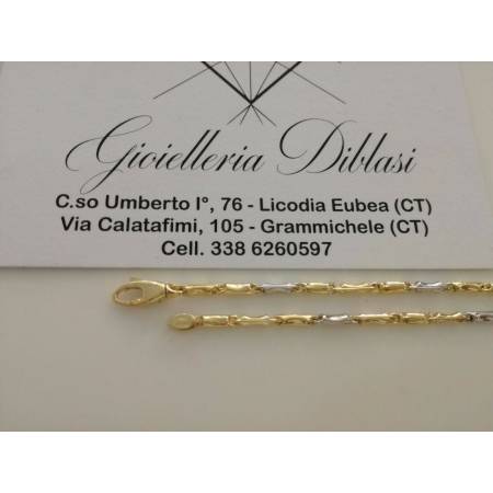 COLLANA In ORO Bicolore GIALLO e BIANCO Unisex Oro 18 KT 750% Made In Italy - 2