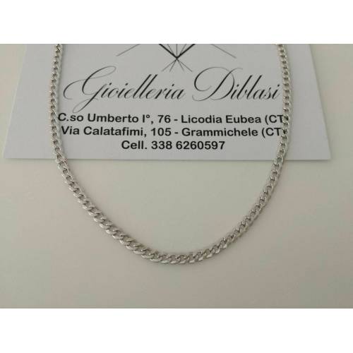 COLLANA COLLIER Oro Bianco 18 Karati 750% Girocollo Catena GRUMETTA Uomo Donna - 1