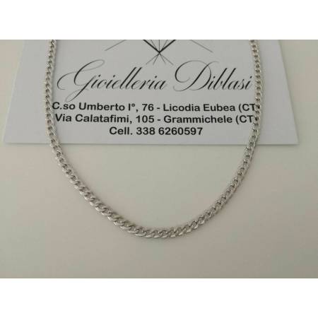 COLLANA COLLIER Oro Bianco 18 Karati 750% Girocollo Catena GRUMETTA Uomo Donna - 1