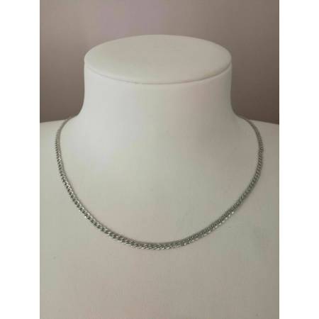 COLLANA COLLIER Oro Bianco 18 Karati 750% Girocollo Catena GRUMETTA Uomo Donna - 2