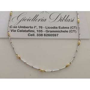 COLLANA In ORO Bicolore GIALLO e BIANCO Unisex Oro 18 KT 750% Made In Italy - 1