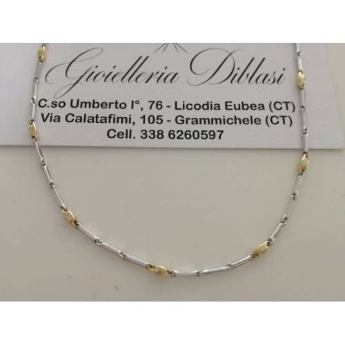 COLLANA In ORO Bicolore GIALLO e BIANCO Unisex Oro 18 KT 750% Made In Italy - 1