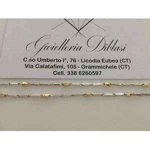 COLLANA In ORO Bicolore GIALLO e BIANCO Unisex Oro 18 KT 750% Made In Italy - 1 2