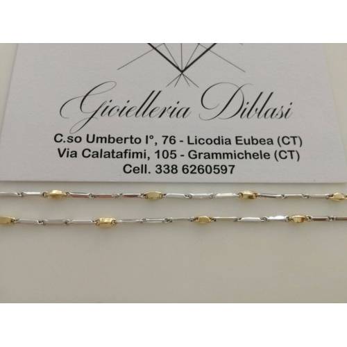 COLLANA In ORO Bicolore GIALLO e BIANCO Unisex Oro 18 KT 750% Made In Italy - 2