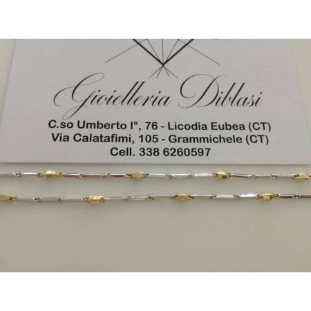 COLLANA In ORO Bicolore GIALLO e BIANCO Unisex Oro 18 KT 750% Made In Italy - 2