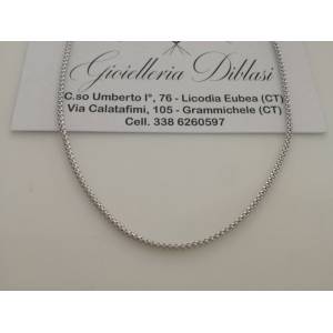 COLLANA In ORO BIANCO Unisex Oro 18 KT 750% Made In Italy - 1