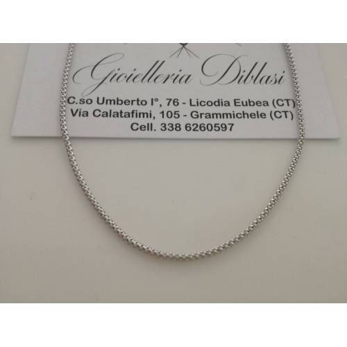 COLLANA In ORO BIANCO Unisex Oro 18 KT 750% Made In Italy - 1