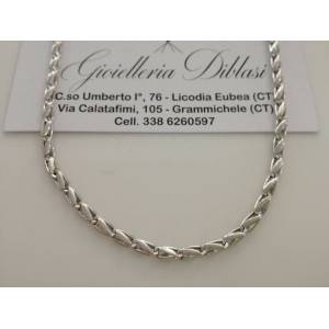 COLLANA In ORO BIANCO Unisex Oro 18 KT 750% Made In Italy - 1
