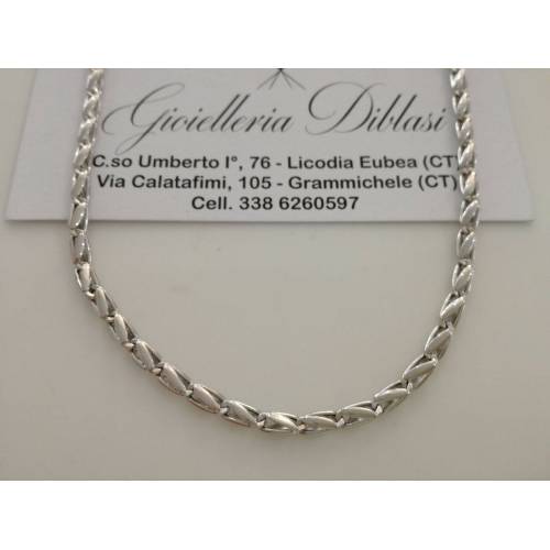 COLLANA In ORO BIANCO Unisex Oro 18 KT 750% Made In Italy - 1