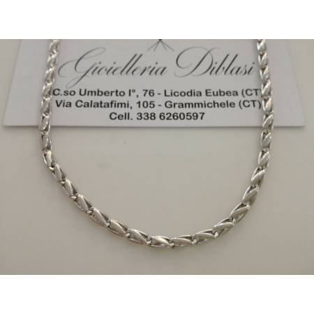 COLLANA In ORO BIANCO Unisex Oro 18 KT 750% Made In Italy - 1