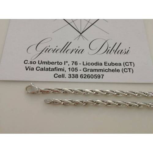 COLLANA In ORO BIANCO Unisex Oro 18 KT 750% Made In Italy - 2
