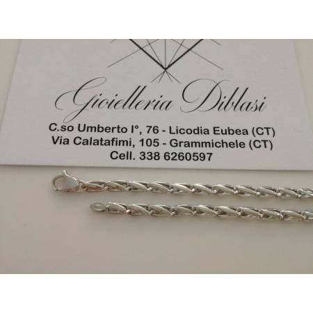 COLLANA In ORO BIANCO Unisex Oro 18 KT 750% Made In Italy - 2