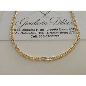 COLLANA In ORO Bicolore GIALLO BIANCO Unisex 18 KT 750% Collier Girocollo Catena - 1