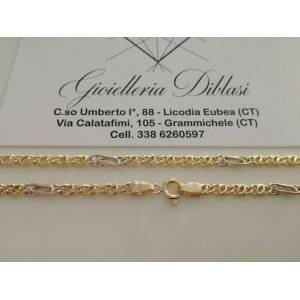 COLLANA In ORO Bicolore GIALLO BIANCO Unisex 18 KT 750% Collier Girocollo Catena - 1 2