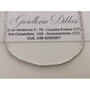 COLLANA Collier Girocollo Donna ORO BIANCO 18 Karati 750% Con Sfere Sfaccettate - 1