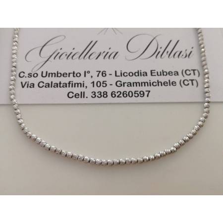 COLLANA Collier Girocollo Donna ORO BIANCO 18 Karati 750% Con Sfere Sfaccettate - 1