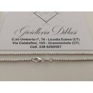 COLLANA Collier Girocollo Donna ORO BIANCO 18 Karati 750% Con Sfere Sfaccettate - 1 2