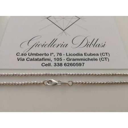 COLLANA Collier Girocollo Donna ORO BIANCO 18 Karati 750% Con Sfere Sfaccettate - 2