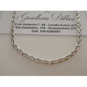 COLLANA Collier ORO BIANCO 18 Kt 750% Uomo Donna Unisex Maglia CATENA Girocollo - 1