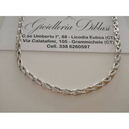 COLLANA Collier ORO BIANCO 18 Kt 750% Uomo Donna Unisex Maglia CATENA Girocollo - 1