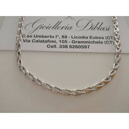 COLLANA Collier ORO BIANCO 18 Kt 750% Uomo Donna Unisex Maglia CATENA Girocollo - 1