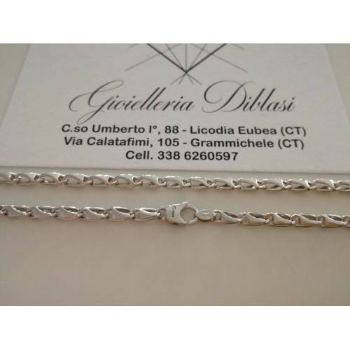 COLLANA Collier ORO BIANCO 18 Kt 750% Uomo Donna Unisex Maglia CATENA Girocollo - 2