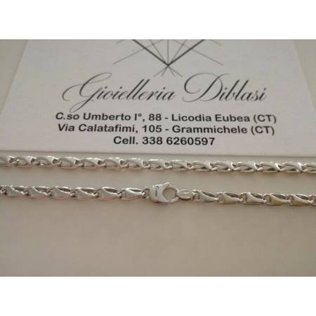 COLLANA Collier ORO BIANCO 18 Kt 750% Uomo Donna Unisex Maglia CATENA Girocollo - 2