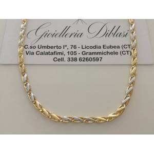 COLLANA ORO 18 KT 750% Bicolore GIALLO E BIANCO Uomo Donna Unisex COLLIER CATENA - 1