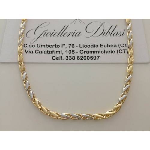 COLLANA ORO 18 KT 750% Bicolore GIALLO E BIANCO Uomo Donna Unisex COLLIER CATENA - 1
