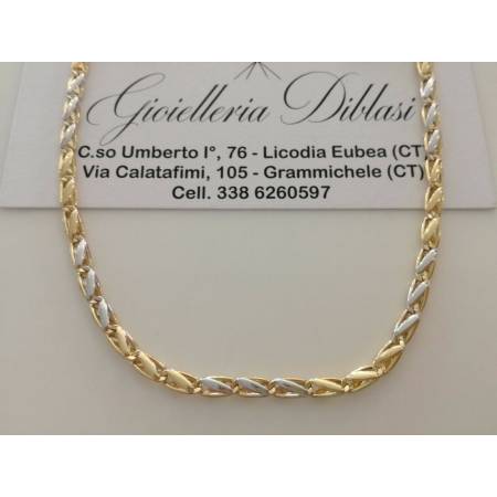 COLLANA ORO 18 KT 750% Bicolore GIALLO E BIANCO Uomo Donna Unisex COLLIER CATENA - 1