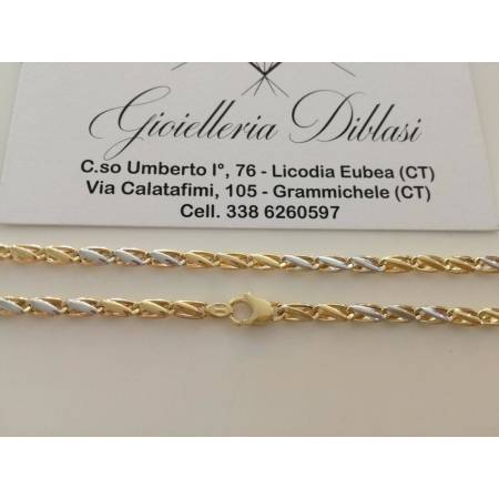 COLLANA ORO 18 KT 750% Bicolore GIALLO E BIANCO Uomo Donna Unisex COLLIER CATENA - 2