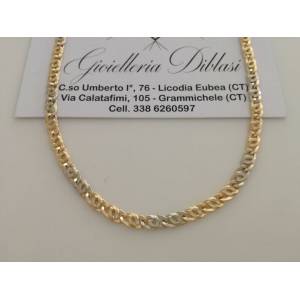 COLLANA In ORO Bicolore GIALLO e BIANCO Unisex Oro 18 KT 750% Made In Italy - 1