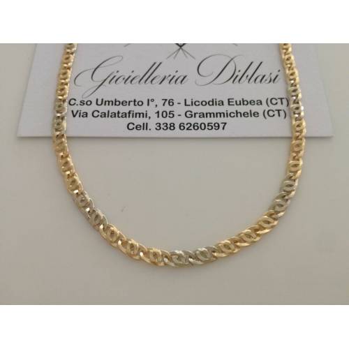 COLLANA In ORO Bicolore GIALLO e BIANCO Unisex Oro 18 KT 750% Made In Italy - 1