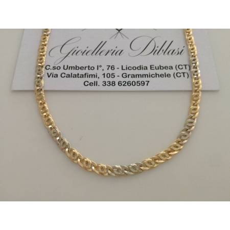 COLLANA In ORO Bicolore GIALLO e BIANCO Unisex Oro 18 KT 750% Made In Italy - 1