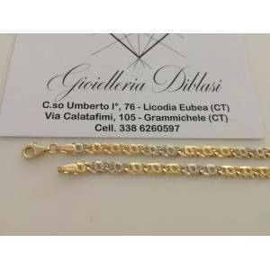 COLLANA In ORO Bicolore GIALLO e BIANCO Unisex Oro 18 KT 750% Made In Italy - 1 2