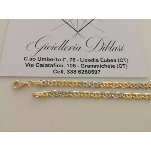 COLLANA In ORO Bicolore GIALLO e BIANCO Unisex Oro 18 KT 750% Made In Italy - 2