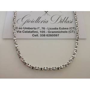 COLLIER COLLANA Oro 18 karati 750% ORO BIANCO Uomo Donna Unisex Made In Italy - 1