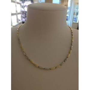 COLLANA In ORO Bicolore GIALLO e BIANCO Unisex Oro 18 KT 750% Made In Italy - 1