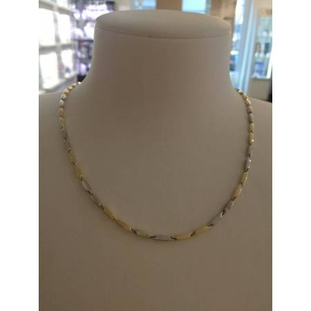 COLLANA In ORO Bicolore GIALLO e BIANCO Unisex Oro 18 KT 750% Made In Italy - 1