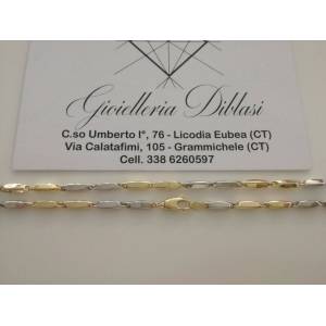 COLLANA In ORO Bicolore GIALLO e BIANCO Unisex Oro 18 KT 750% Made In Italy - 1 2